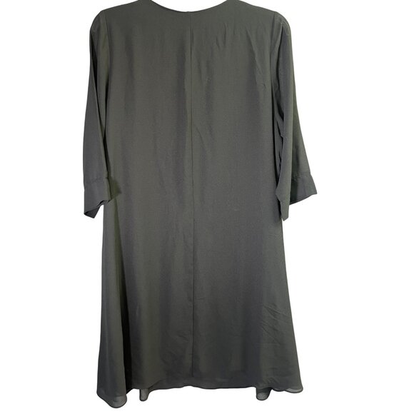 Black Roaman's Womens 22W Dress Embellished Beaded Neck Drape Chiffon A-Line - Picture 7 of 9
